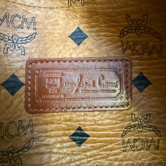 MCM Dome Satchel Shoulder Bag Monogram Vintage XL Authentic Double Zip - Picture 10 of 16